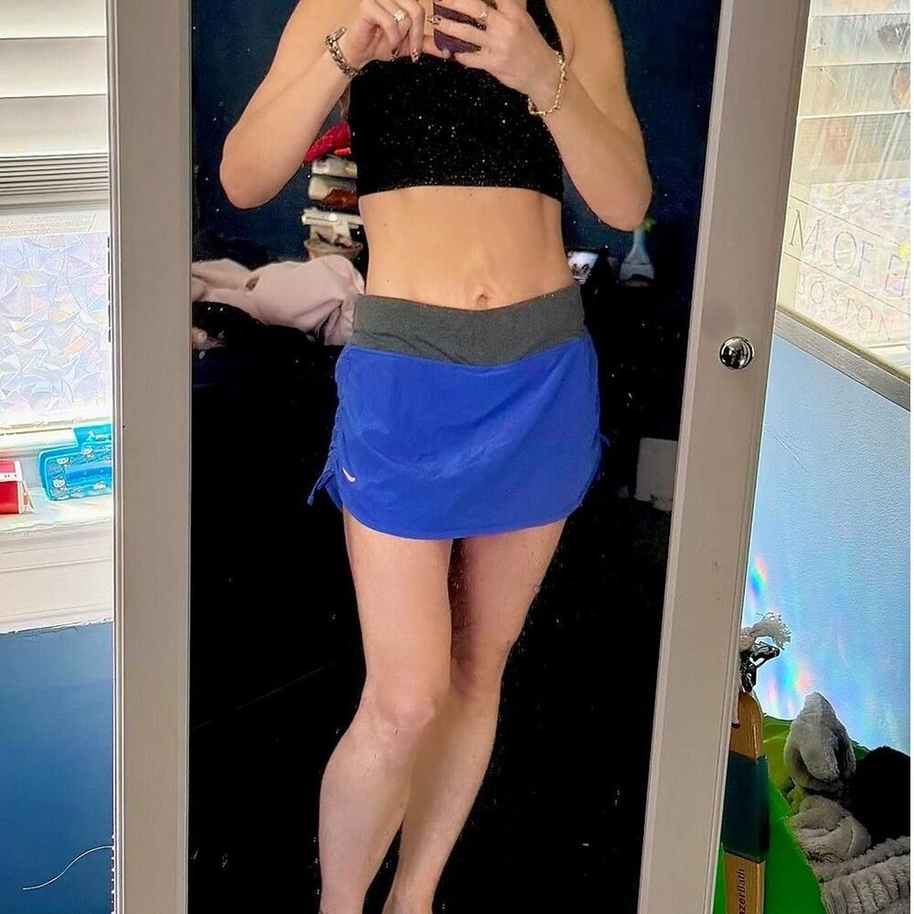 Nike Dri-FIT Running Skort Blue Neon Orange Built-In Shorts Size M